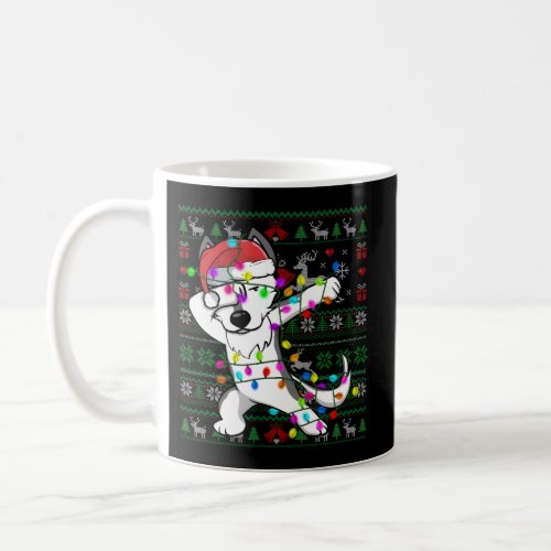 Dabbing Husky Fairy Lights Ugly Coffee Mug