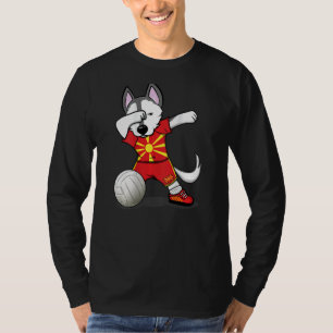 Dabbing Husky Macedonia Volleyball Fans Macedoni T-Shirt