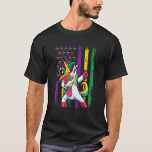 Dabbing Jester Unicorn Flag Mardi Gras Shirt, Kids T-Shirt