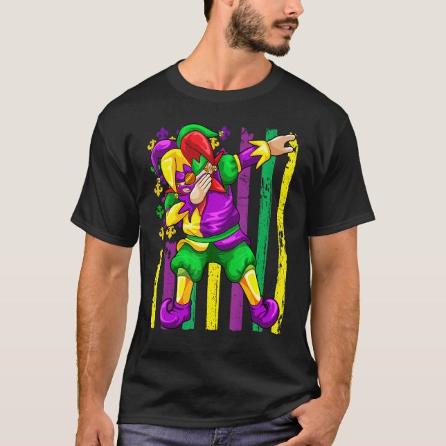 Dabbing Joker Mardi Gras Funny Carnival Dab Festiv T-Shirt (Front)