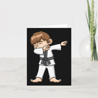 Dabbing Karate Boy Funny Martial Arts Cartoon Desi Card