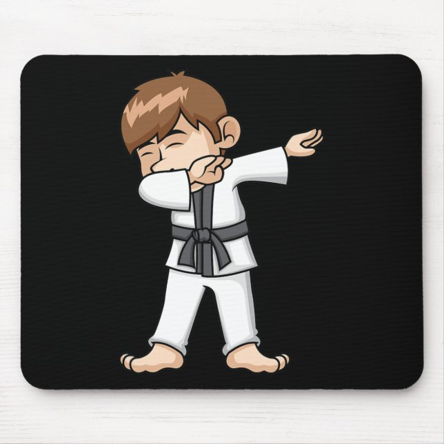 Dabbing Karate Boy Funny Martial Arts Cartoon Desi Mouse Pad (Front)