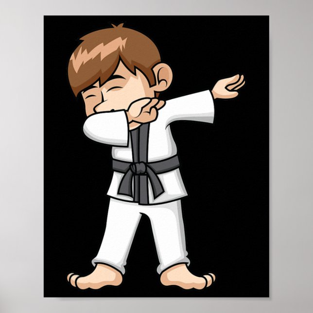 Dabbing Karate Boy Funny Martial Arts Cartoon Desi Poster (Front)