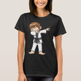 Dabbing Karate Boy Funny Martial Arts Cartoon Desi T-Shirt