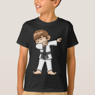 Dabbing Karate Boy Funny Martial Arts Cartoon Desi T-Shirt