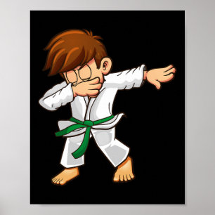 Dabbing Karateka Green Belt Karate Poster