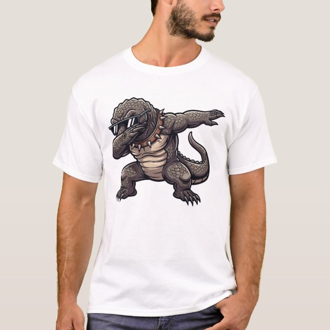 Dabbing Komodo Dragon Funny Cute Dab Dance T-Shirt (Front)