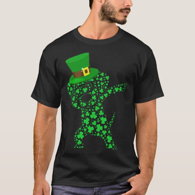 Dabbing Leprechaun Beagle Dog Shamrocks Saint Patr T-Shirt (Front)