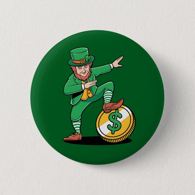 Dabbing Leprechaun Funny St Patrick's Day Button (Front)