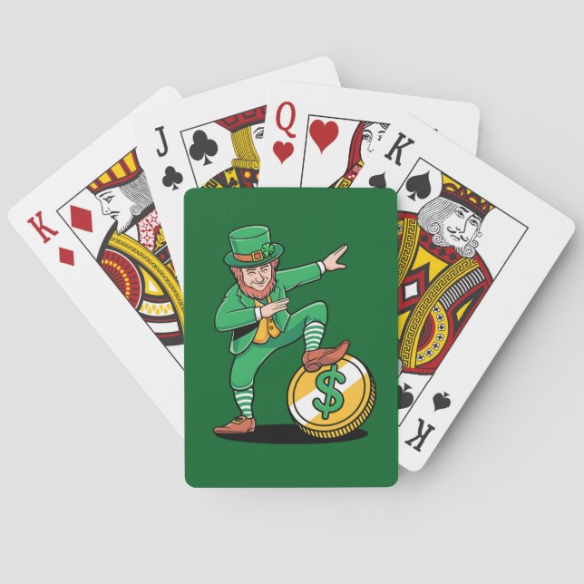 Dabbing Leprechaun Funny St Patrick's Day Poker Cards (Back)
