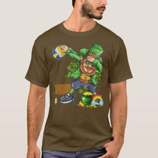 Dabbing Leprechaun Playing Volleyball Patrick Day  T-Shirt