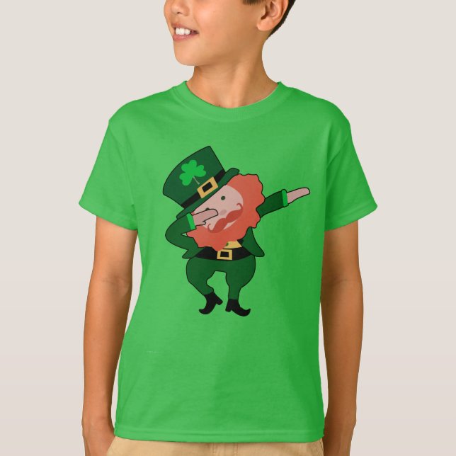Dabbing Leprechaun St Patricks Day Kids T-Shirt (Front)