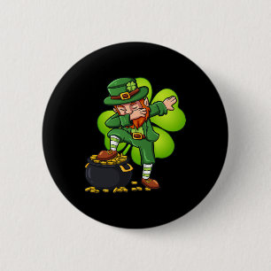 Dabbing Leprechaun With Clover St Patrick's Day  Button