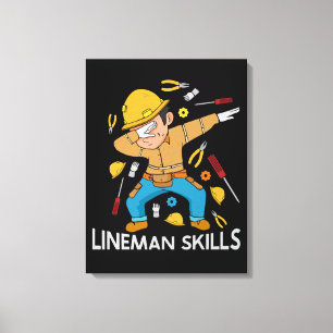 Dabbing Lineman Skills Gift Father Men Lineman Canvas Print