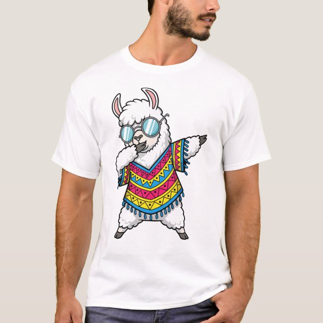 Dabbing Llama Funny Cute Dab Dance T-Shirt (Front)