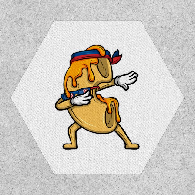 Dabbing Mac and Cheese 4th July Independence Day Patch (Front)