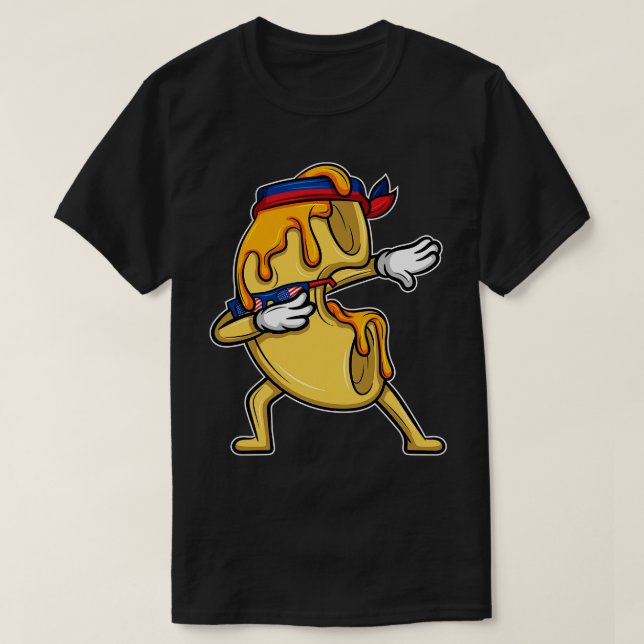 Dabbing Mac and Cheese 4th July Independence Day  T-Shirt (Design Front)