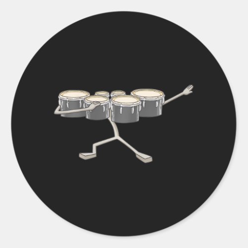 Dabbing Marching Tenor Drums Marching Band Classic Round Sticker