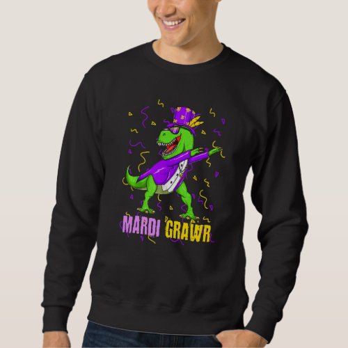 Dabbing Mardi Gras Grawr Rex Dinosaur Mardi Gras T Sweatshirt
