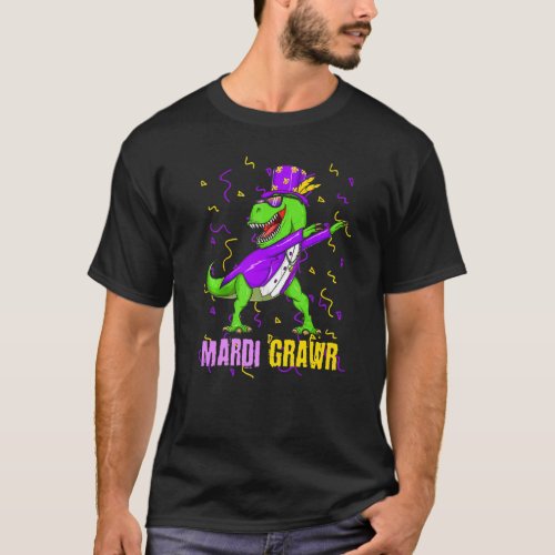 Dabbing Mardi Gras Grawr Rex Dinosaur Mardi Gras T T_Shirt