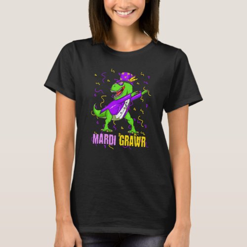 Dabbing Mardi Gras Grawr Rex Dinosaur Mardi Gras T T_Shirt