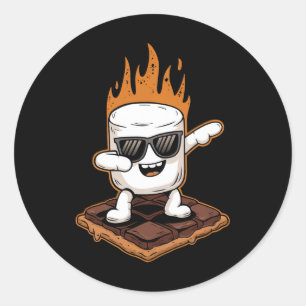 Dabbing Marshmallow Camping Smores Kawaii S'mores Classic Round Sticker