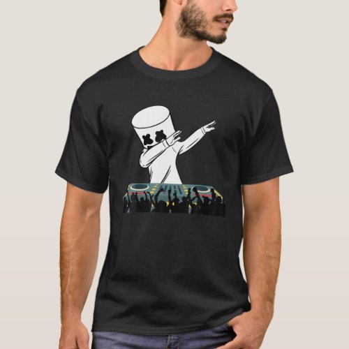 Dabbing Marshmallow Dancing DJ Vaporwave Disco Mus T_Shirt