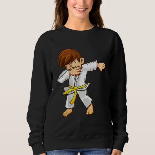 Dabbing martial artists with yellow belt Karate an Sweatshirt
