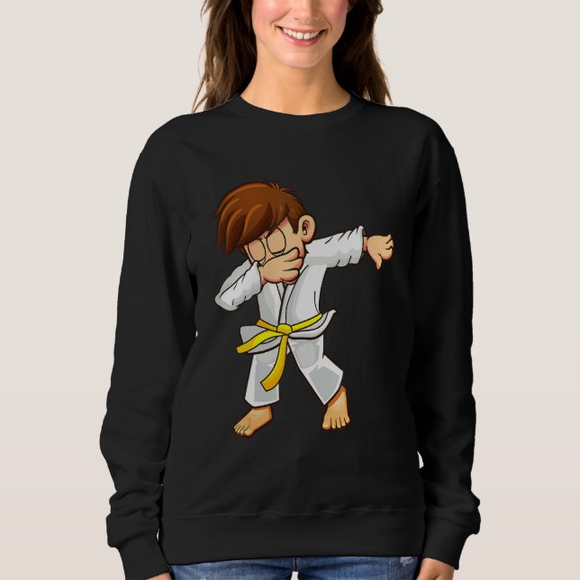 Dabbing martial artists with yellow belt Karate an Sweatshirt (Front)