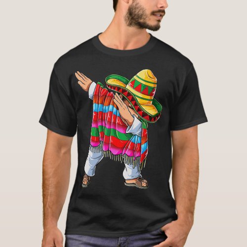 Dabbing Meican Poncho Cinco de Mayo Men Sombrero T_Shirt