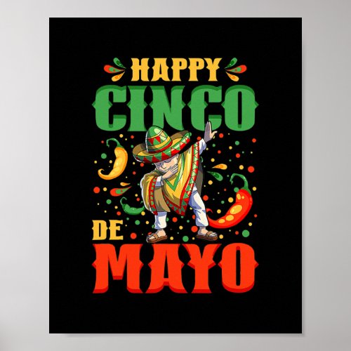 Dabbing Mexican Cinco De Mayo For Boys Men Poster