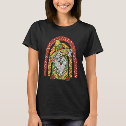Dabbing Mexican Gnome Cinco De Mayo Sombrero Ponch T_Shirt