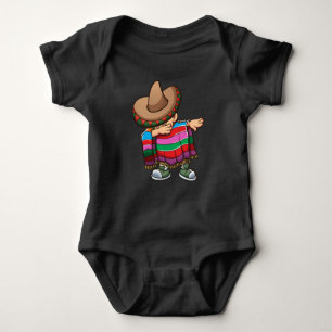 Dabbing Mexican Kid with Sombrero and Sombrero Baby Bodysuit