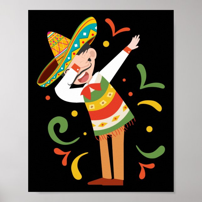 Dabbing Mexican Man  Cinco De Mayo Poster (Front)