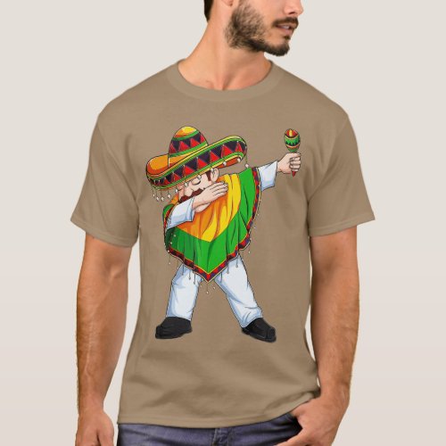 Dabbing Mexican Man Poncho Sombrero Cinco De Mayo T_Shirt