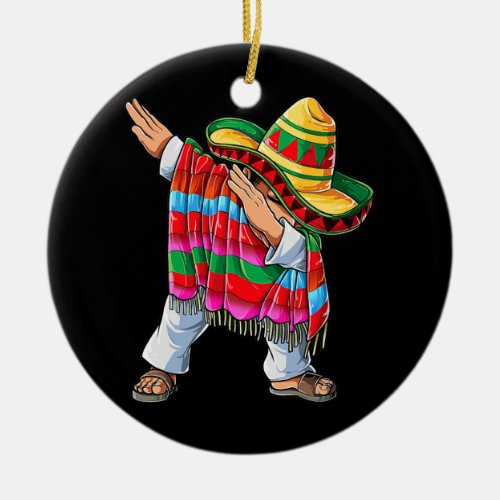 Dabbing Mexican Poncho Cinco De Mayo Boys Men Ceramic Ornament