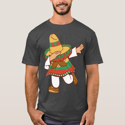 Dabbing Mexican Poncho Cinco de Mayo Boys Men Dab  T_Shirt