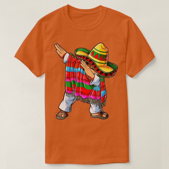 Dabbing Mexican Poncho Cinco de Mayo Boys Men Dab  T-Shirt (Design Front)