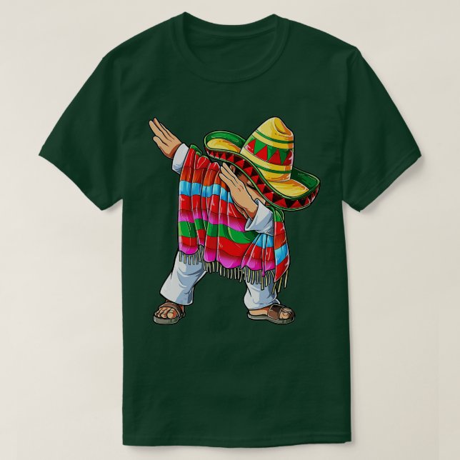 Dabbing Mexican Poncho Cinco de Mayo Boys Men Somb T-Shirt (Design Front)