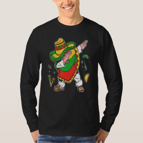 Dabbing Mexican Poncho Cinco De Mayo Boys Men Somb T_Shirt
