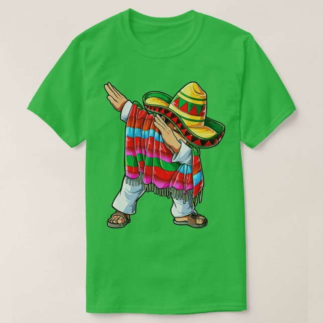 Dabbing Mexican Poncho Cinco de Mayo Boys Men Somb T-Shirt (Design Front)
