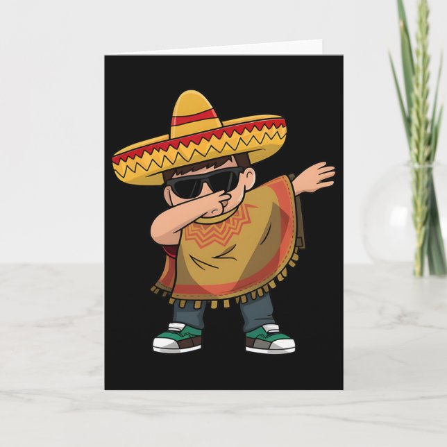 Dabbing Mexican Poncho Cinco De Mayo Dabbing  Card (Front)