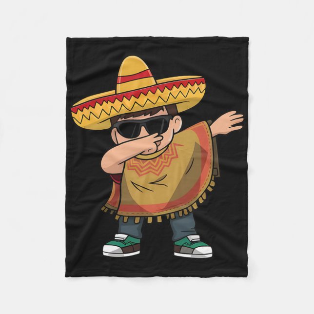 Dabbing Mexican Poncho Cinco De Mayo Dabbing  Fleece Blanket (Front)