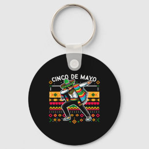 Dabbing Mexican Poncho Cinco De Mayo Fiesta 4 Keychain