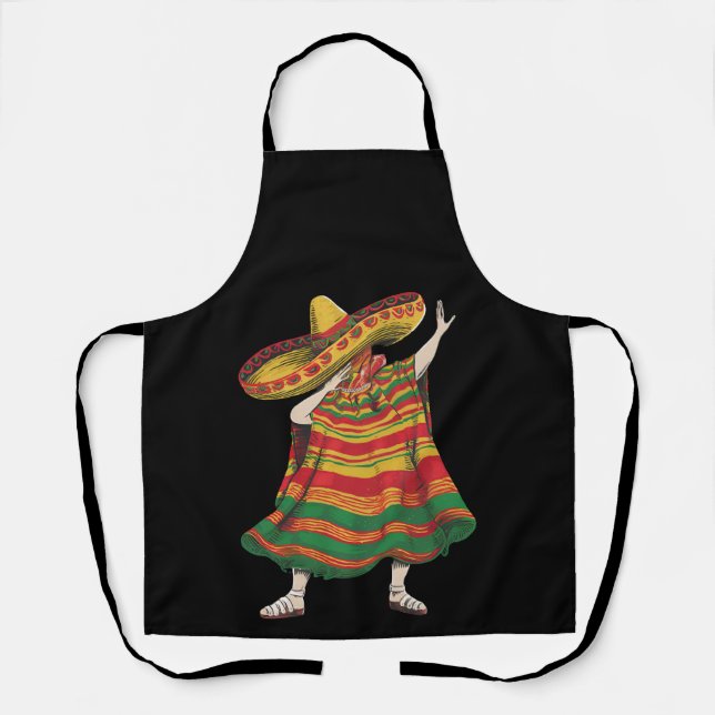 Dabbing Mexican Poncho Cinco De Mayo Fiesta Party Apron (Front)