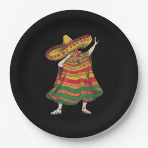 Dabbing Mexican Poncho Cinco De Mayo Fiesta Party Paper Plates