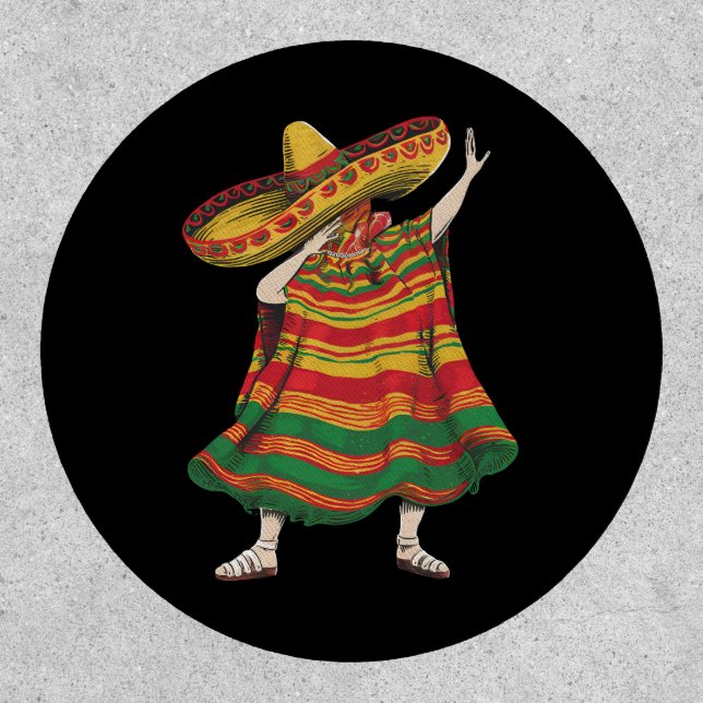 Dabbing Mexican Poncho Cinco De Mayo Fiesta Party Patch (Front)