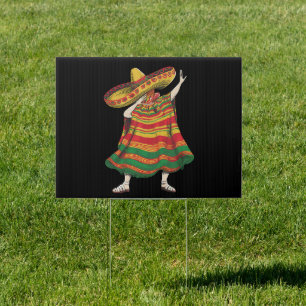 Dabbing Mexican Poncho Cinco De Mayo Fiesta Party Sign