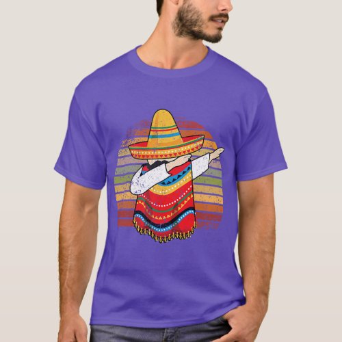 Dabbing Mexican Poncho Cinco de Mayo Fiesta Sombre T_Shirt