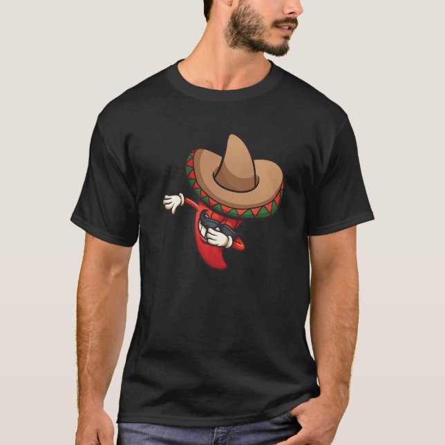 Dabbing Mexican Poncho Cinco De Mayo Funny Fiesta T-Shirt (Front)